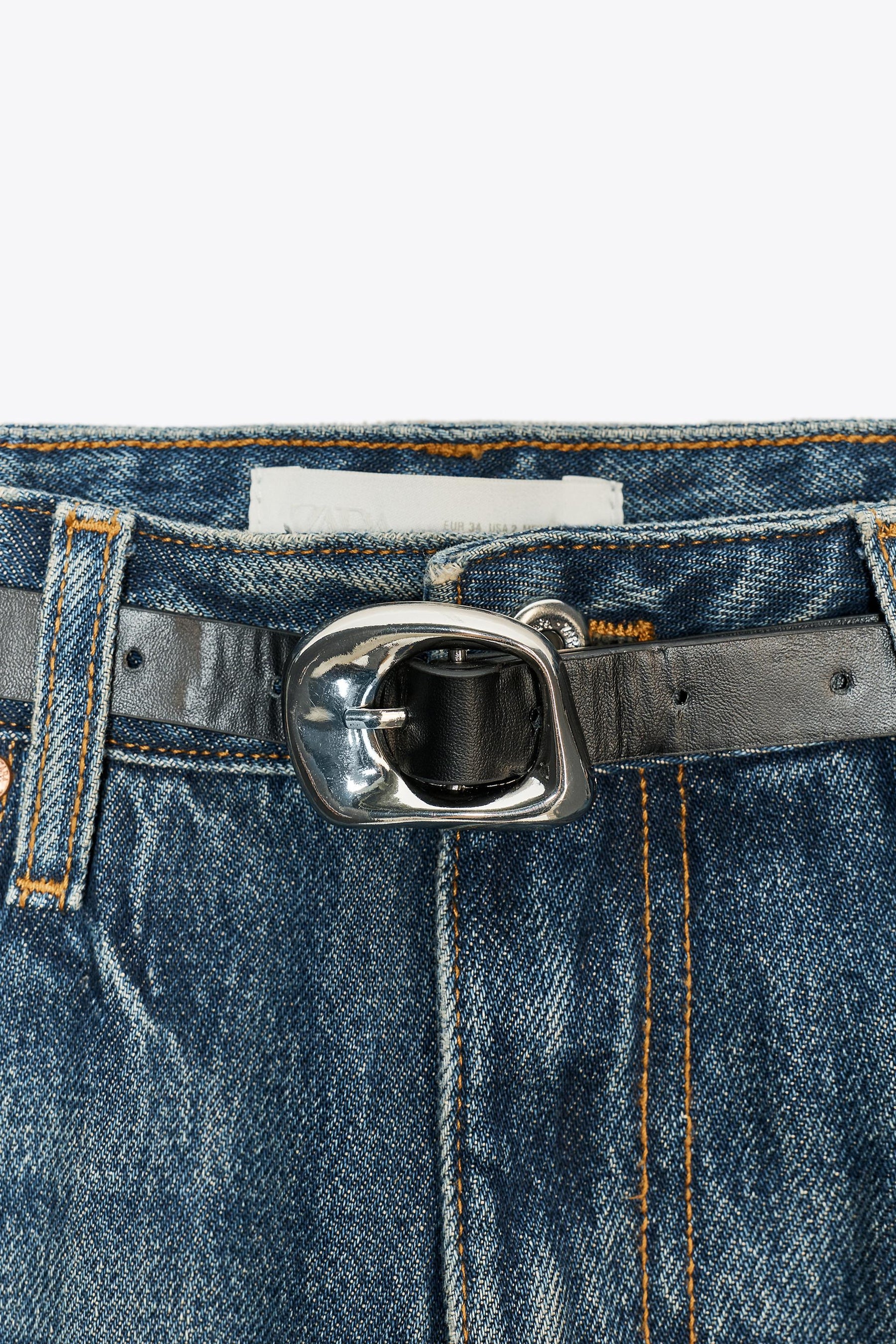 High-waist Belted Culottes Jeans