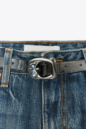 High-waist Belted Culottes Jeans