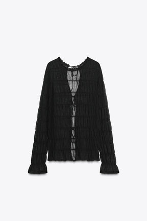 Semi-sheer knit blouse