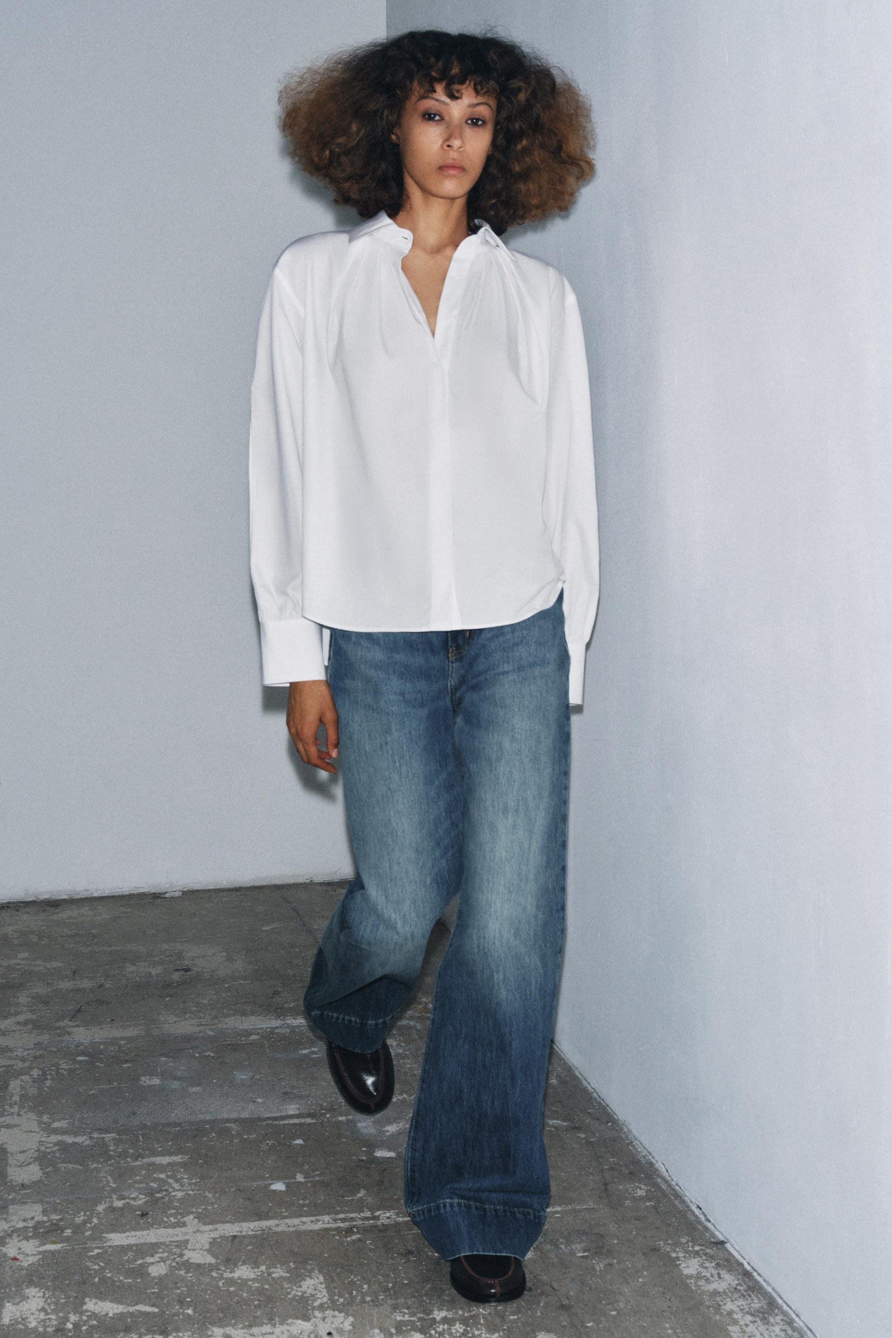 Pleated Poplin Shirt
