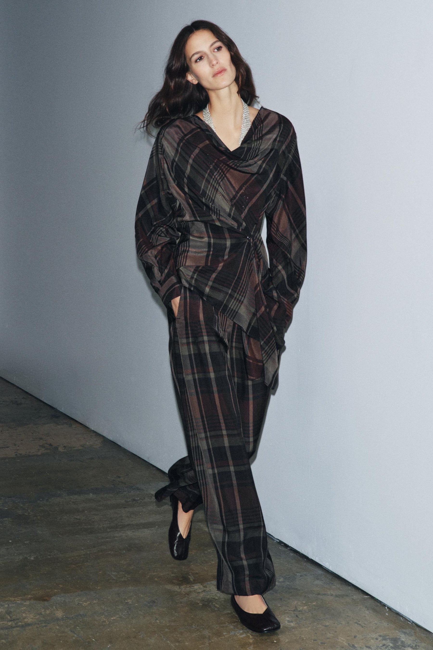 Draped Check Top