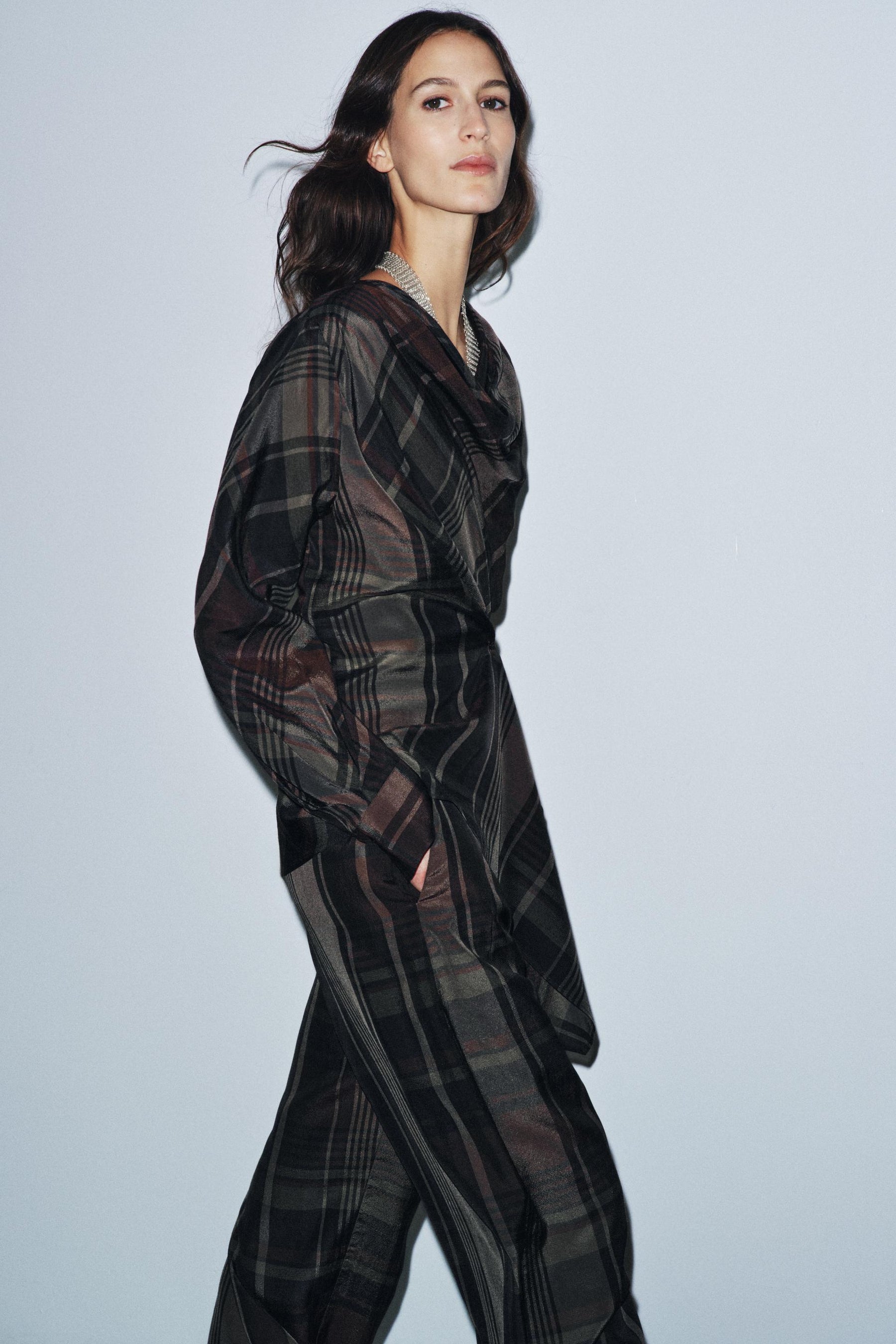 Draped Check Top