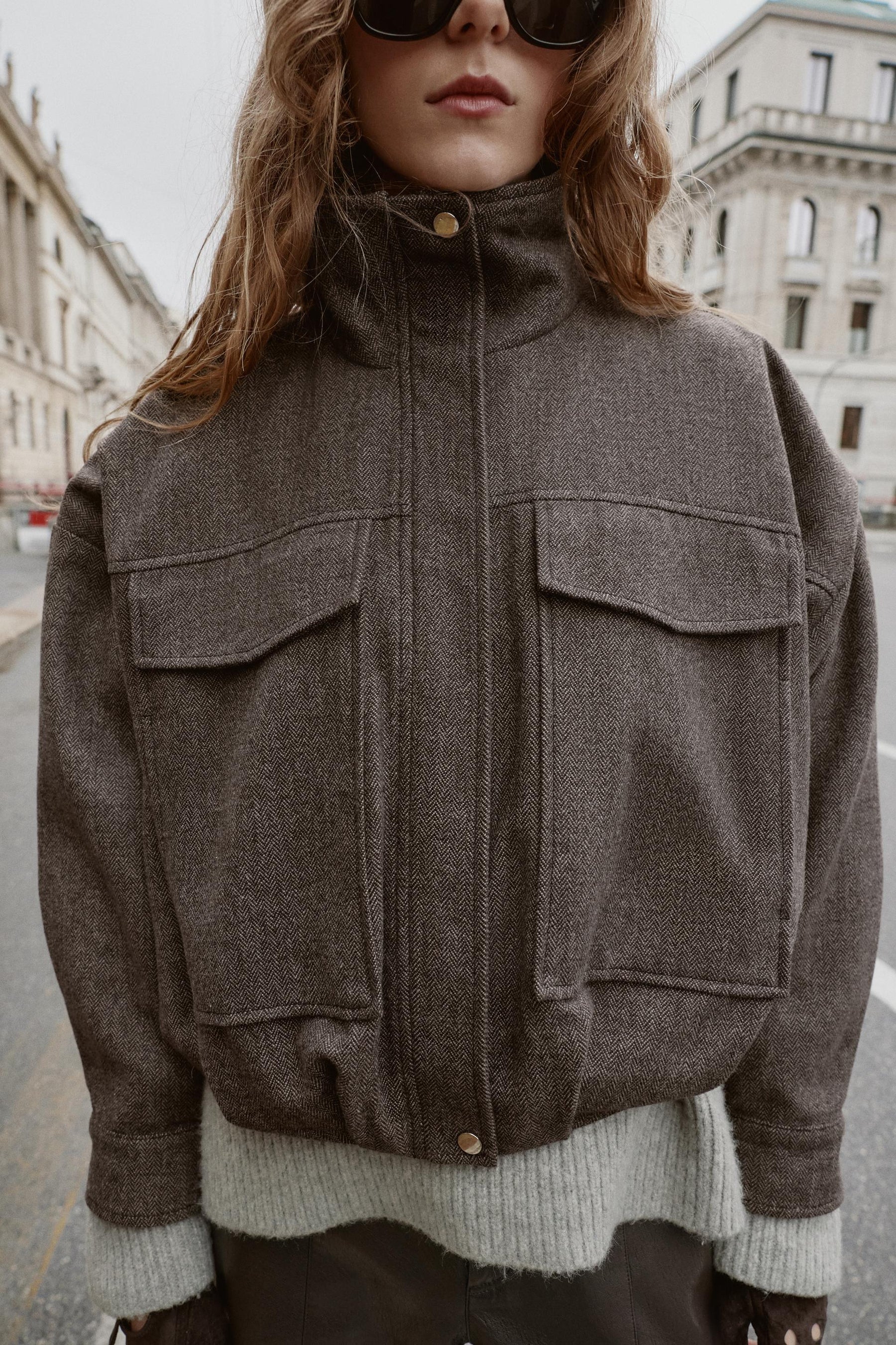 Herringbone Bomber Jacket