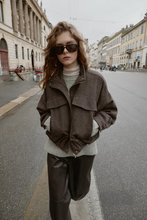 Herringbone Bomber Jacket