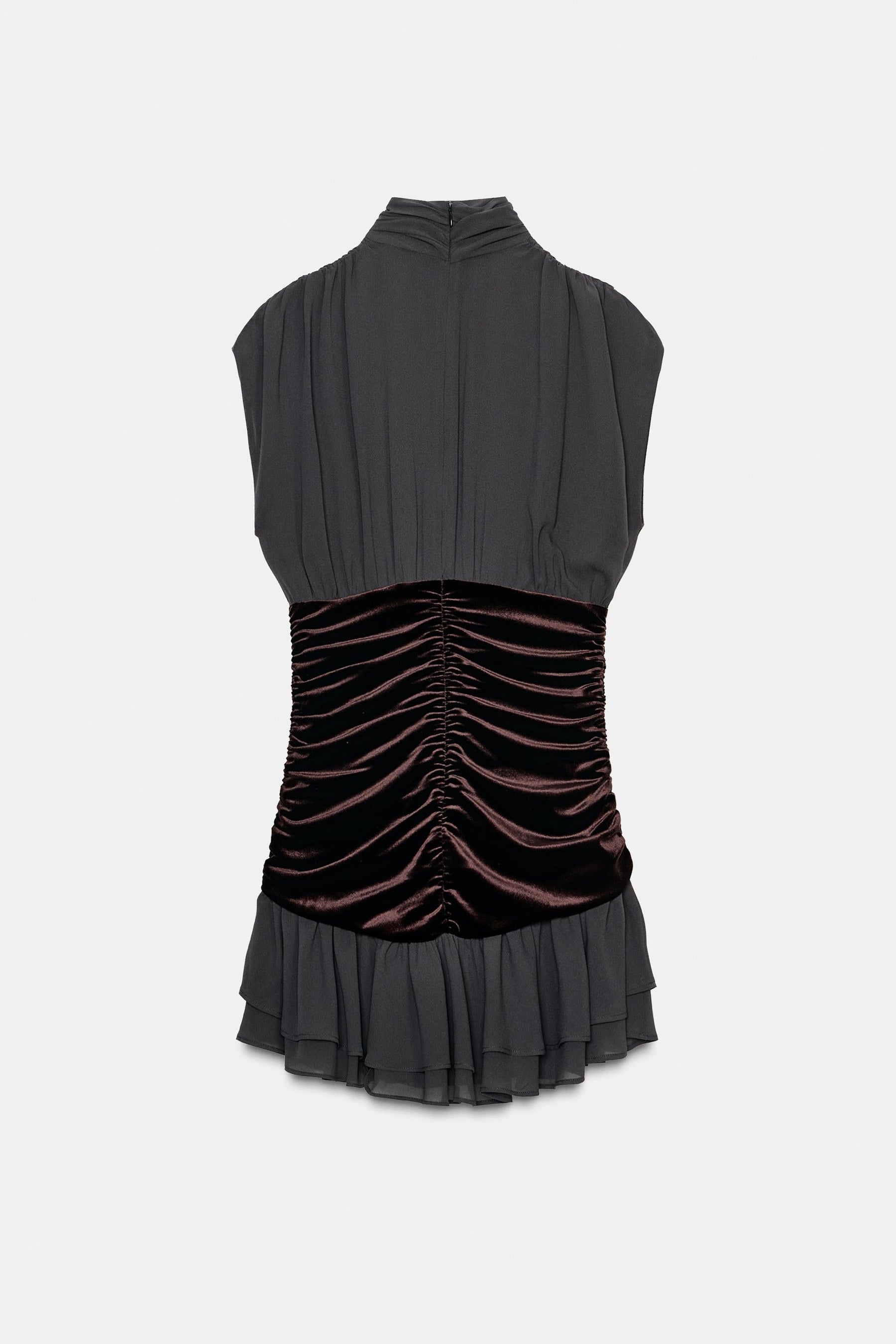 Velvet Ruffle Short Dress