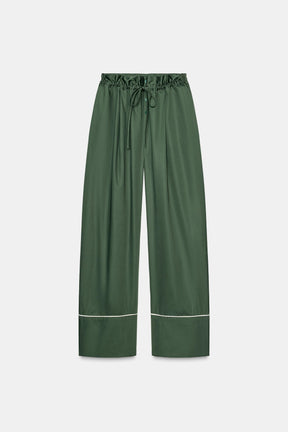Contrasting Detail Poplin Trousers