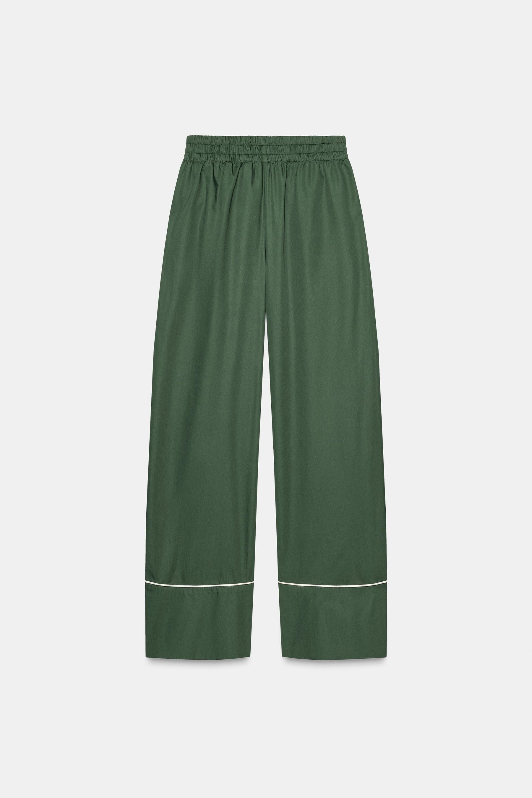 Contrasting Detail Poplin Trousers