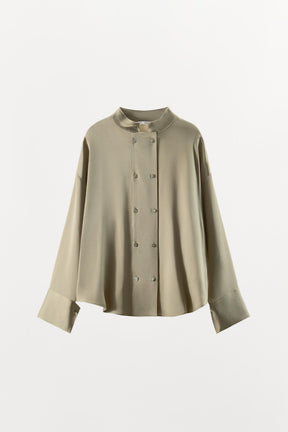 Satin Double-Breasted Shirt