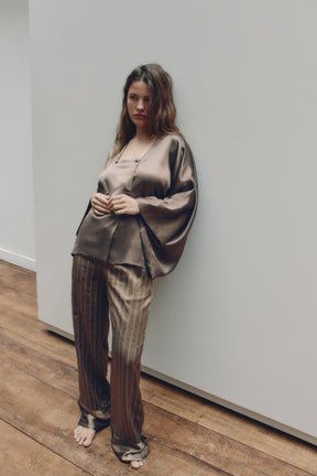 Linen Blend Wrapover Shirt