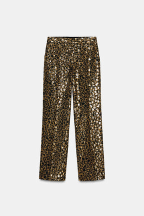Paillettenbesetzte Hose mit geradem Bein