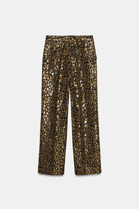 Paillettenbesetzte Hose mit geradem Bein