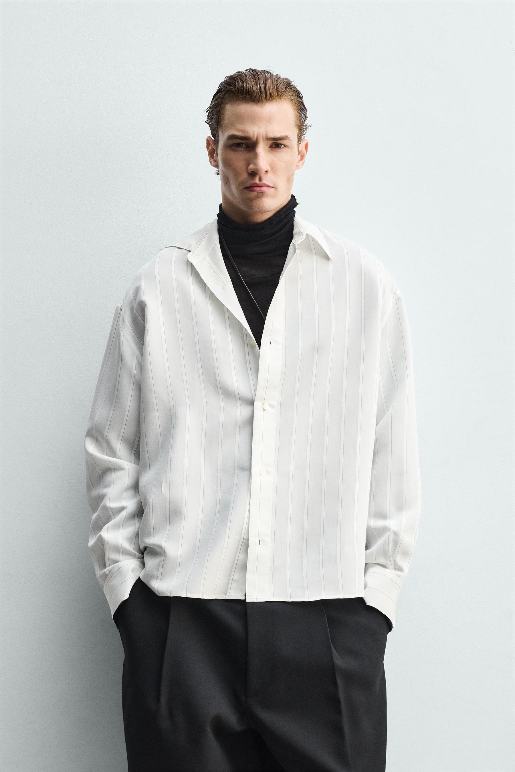 STRIPED FLOWING SHIRT - Image 2