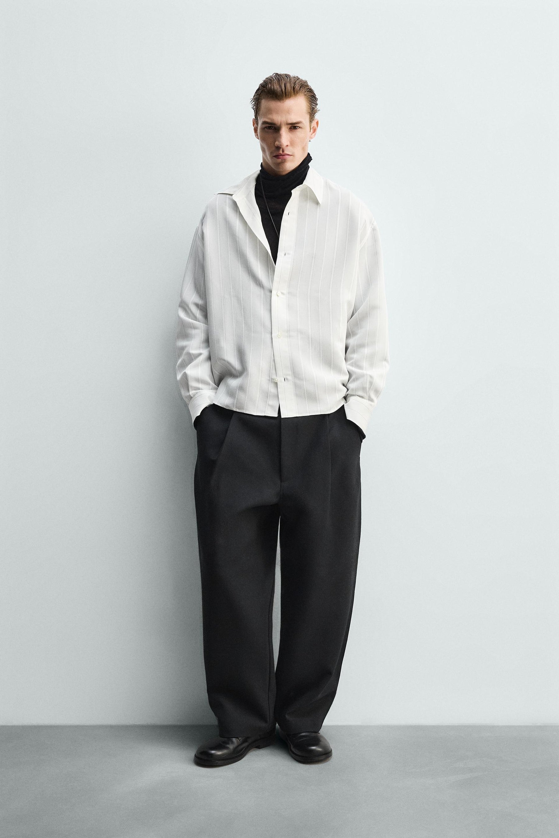 STRIPED FLOWING SHIRT - Image 1