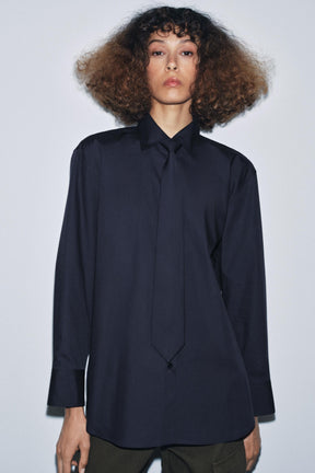 Poplin Shirt with Tie