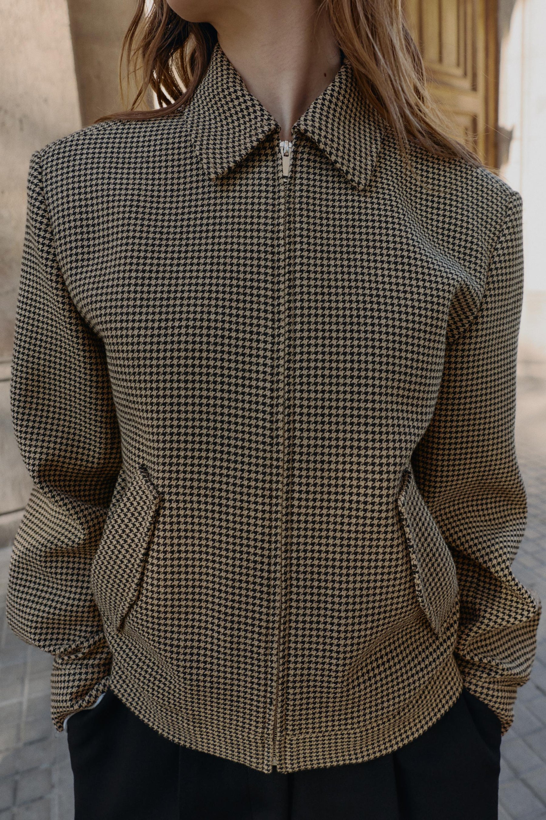 Houndstooth Bomber Jacket