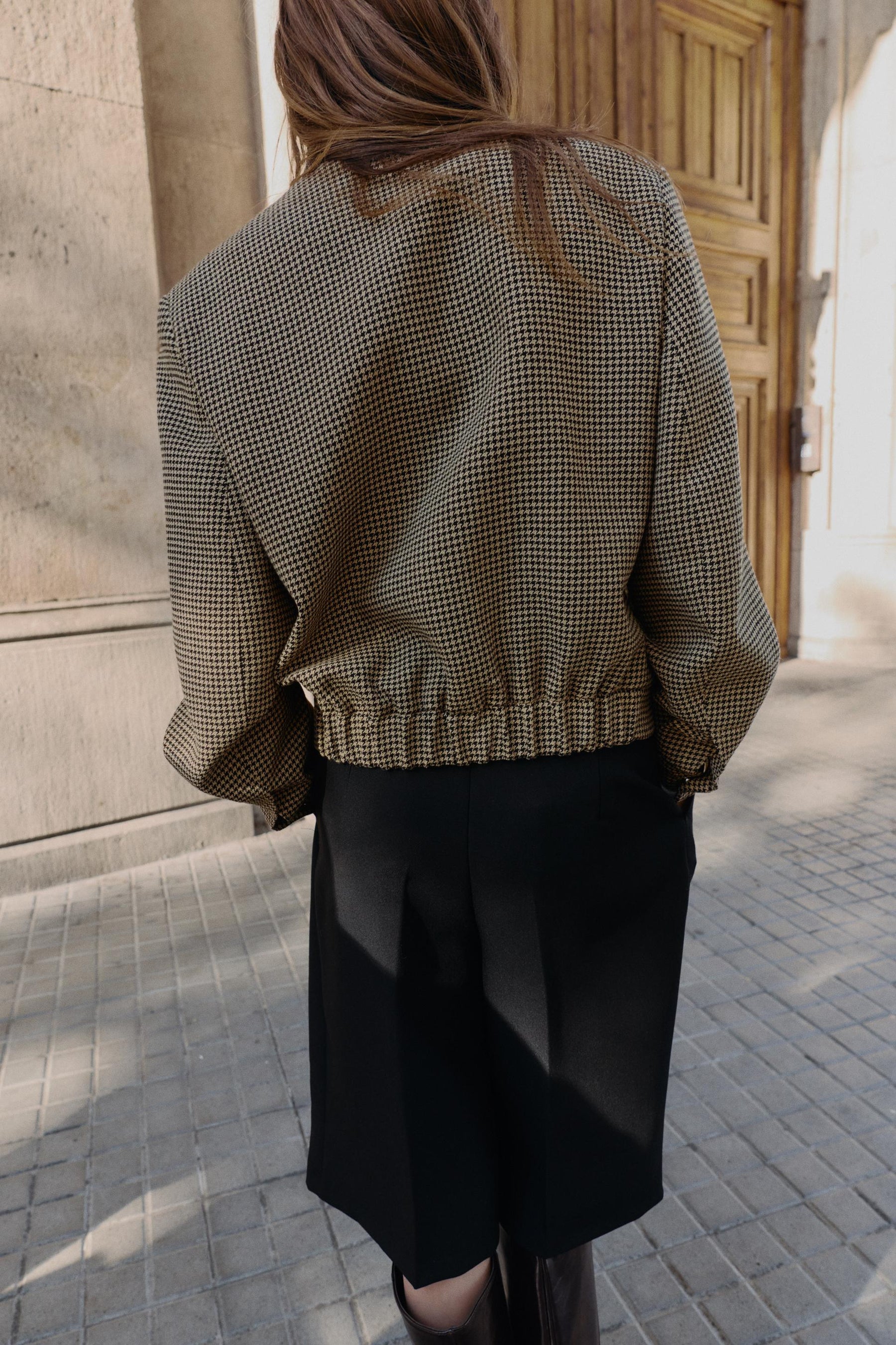 Houndstooth Bomber Jacket