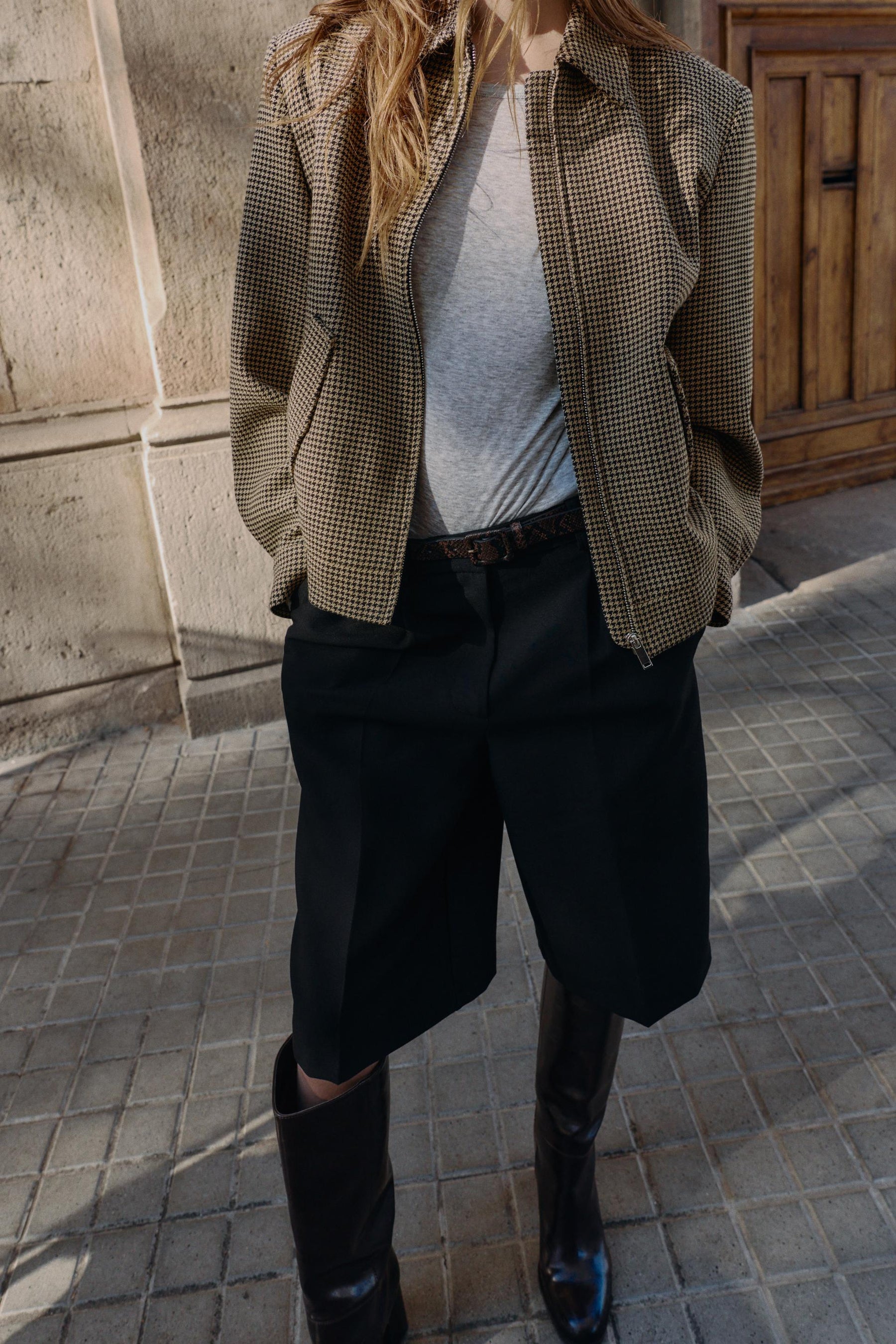 Houndstooth Bomber Jacket