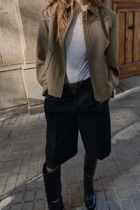 HOUNDSTOOTH BOMBER JACKET WITH SHOULDER PADS - Image 4