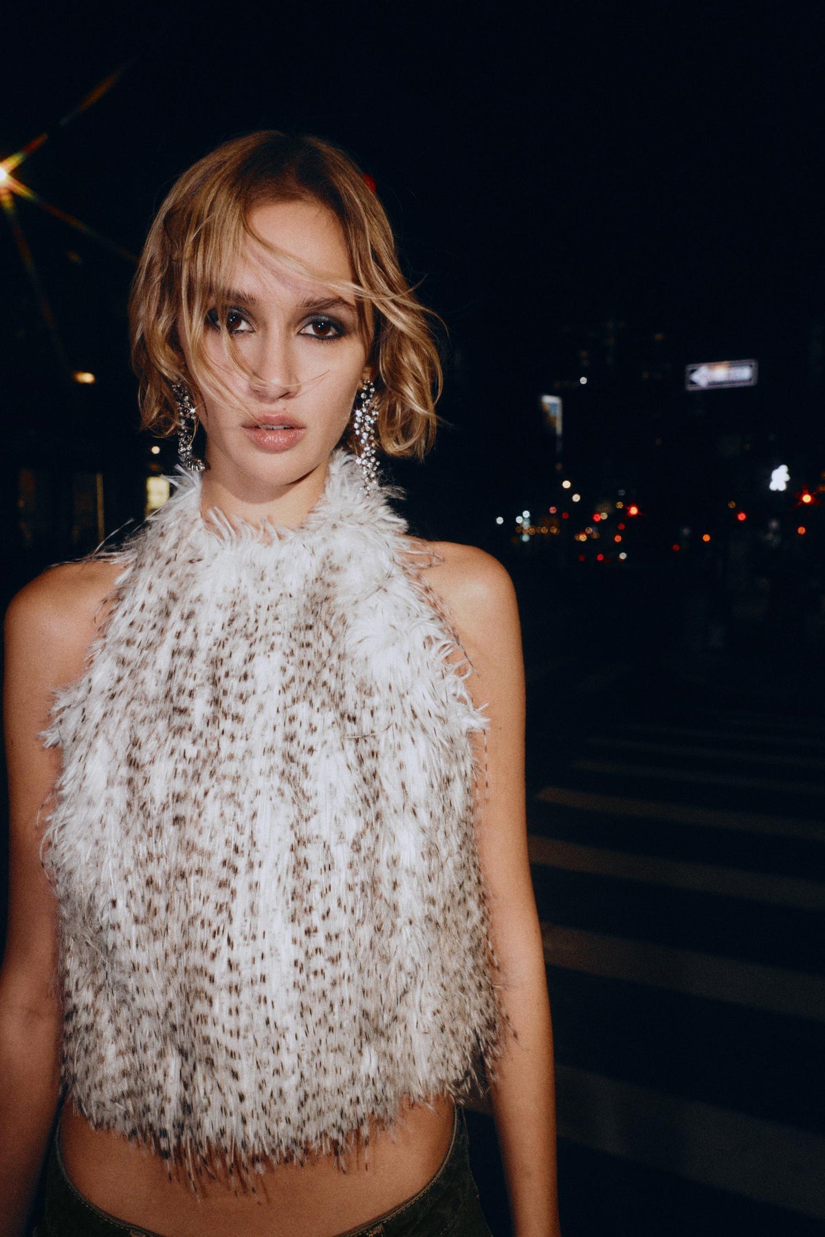 Faux Fur Halter Top