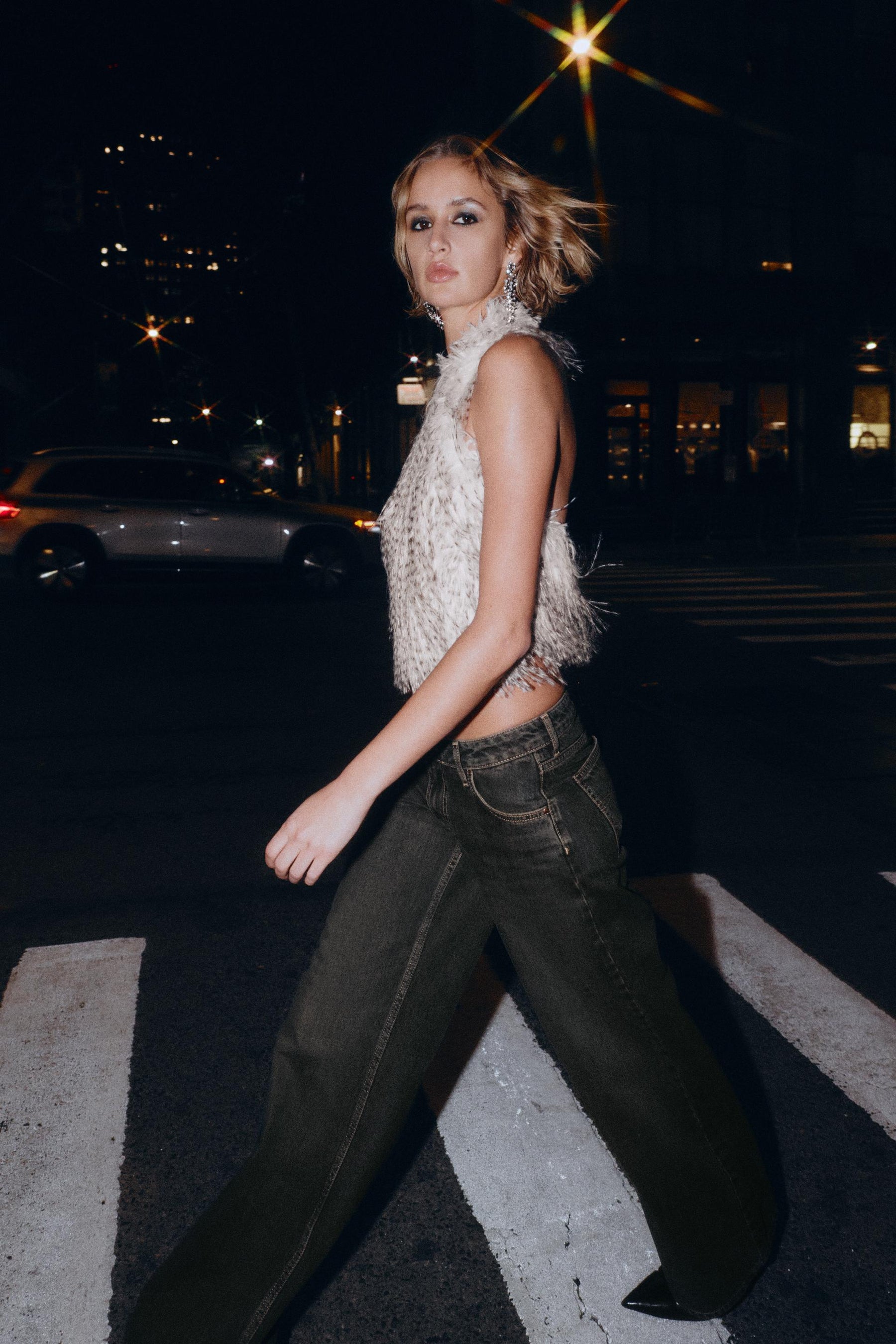 Faux Fur Halter Top