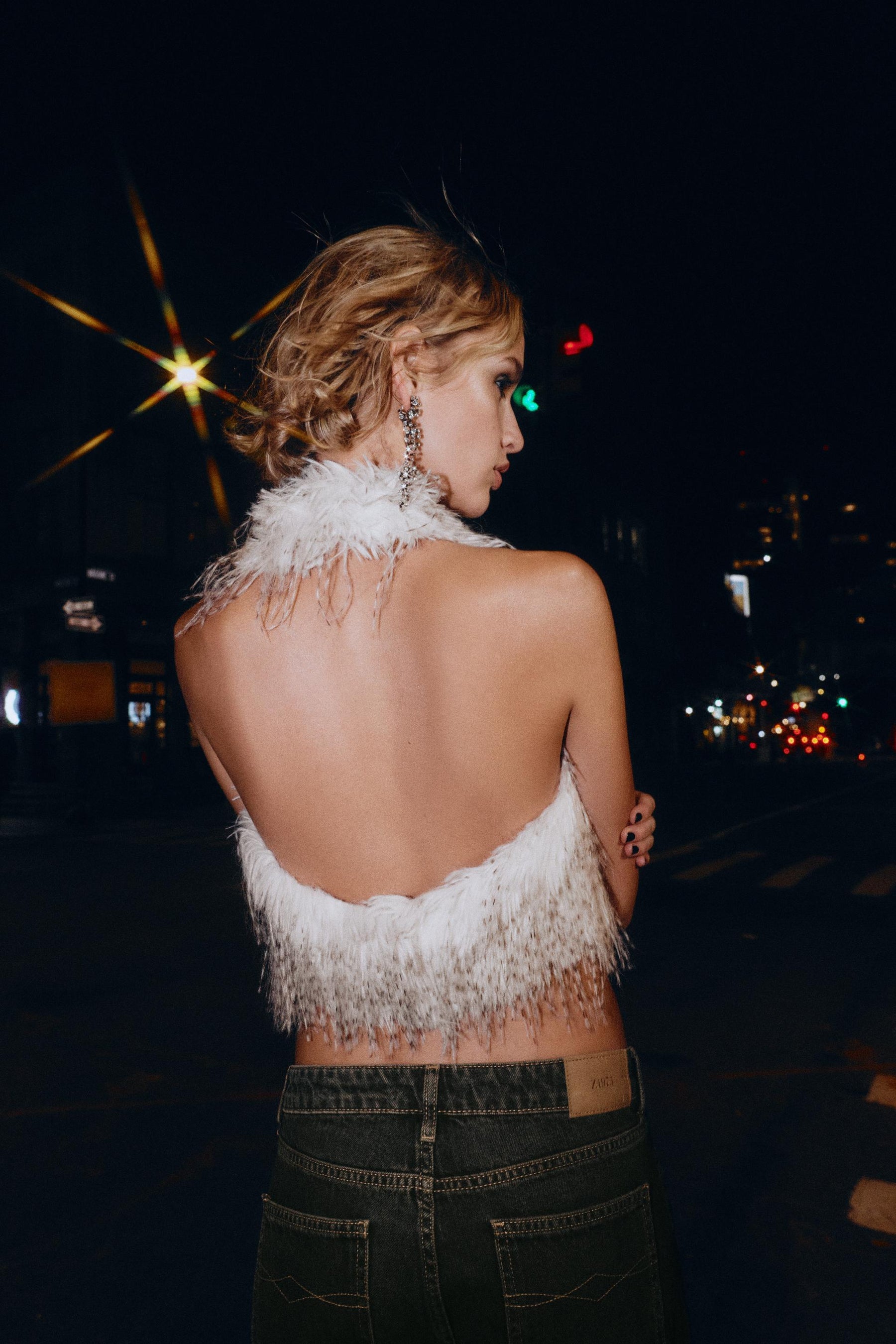 Faux Fur Halter Top