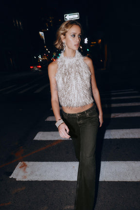 Faux Fur Halter Top