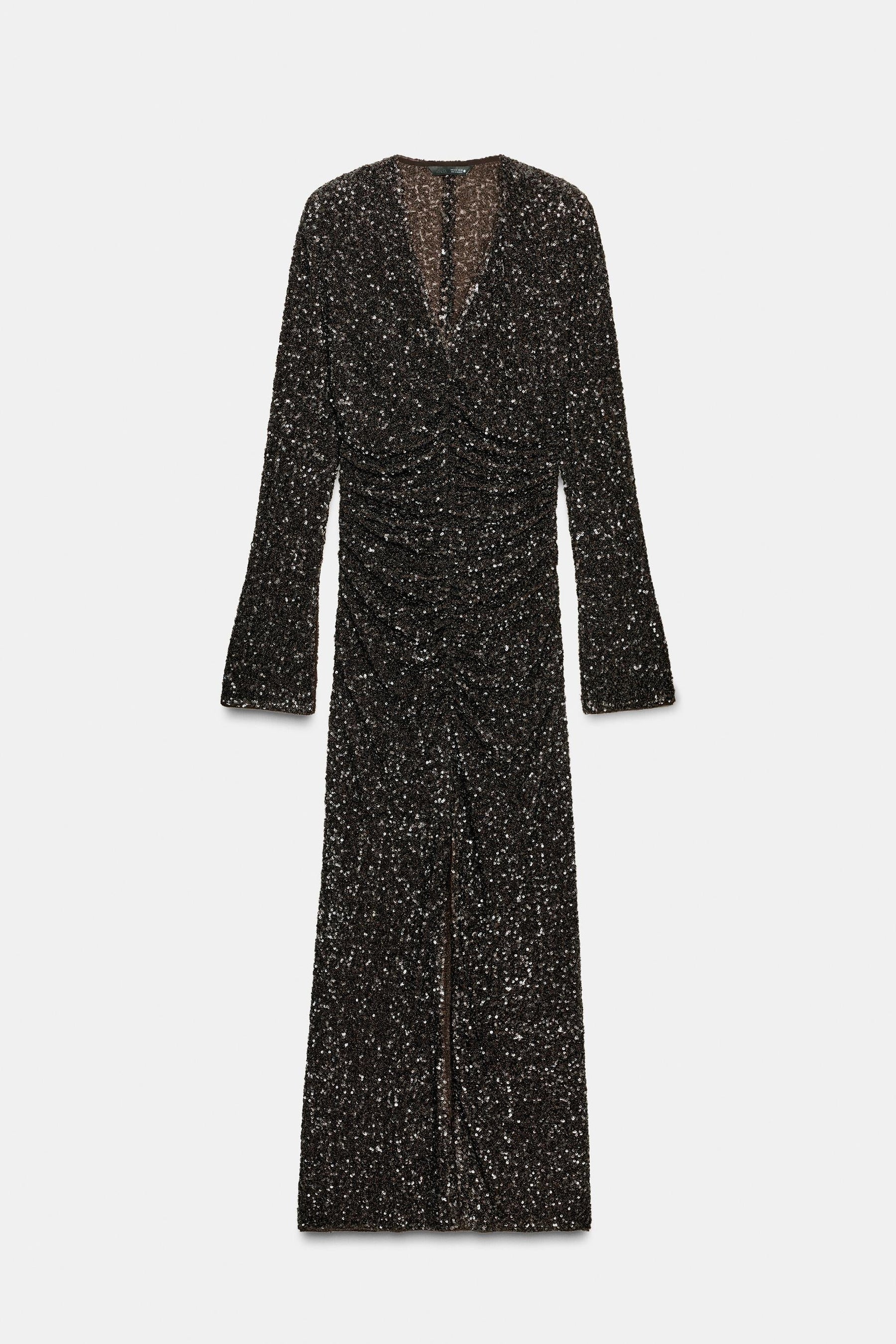 ZW COLLECTION SEQUINNED DRESS WITH SHOULDER PADS - Image 6
