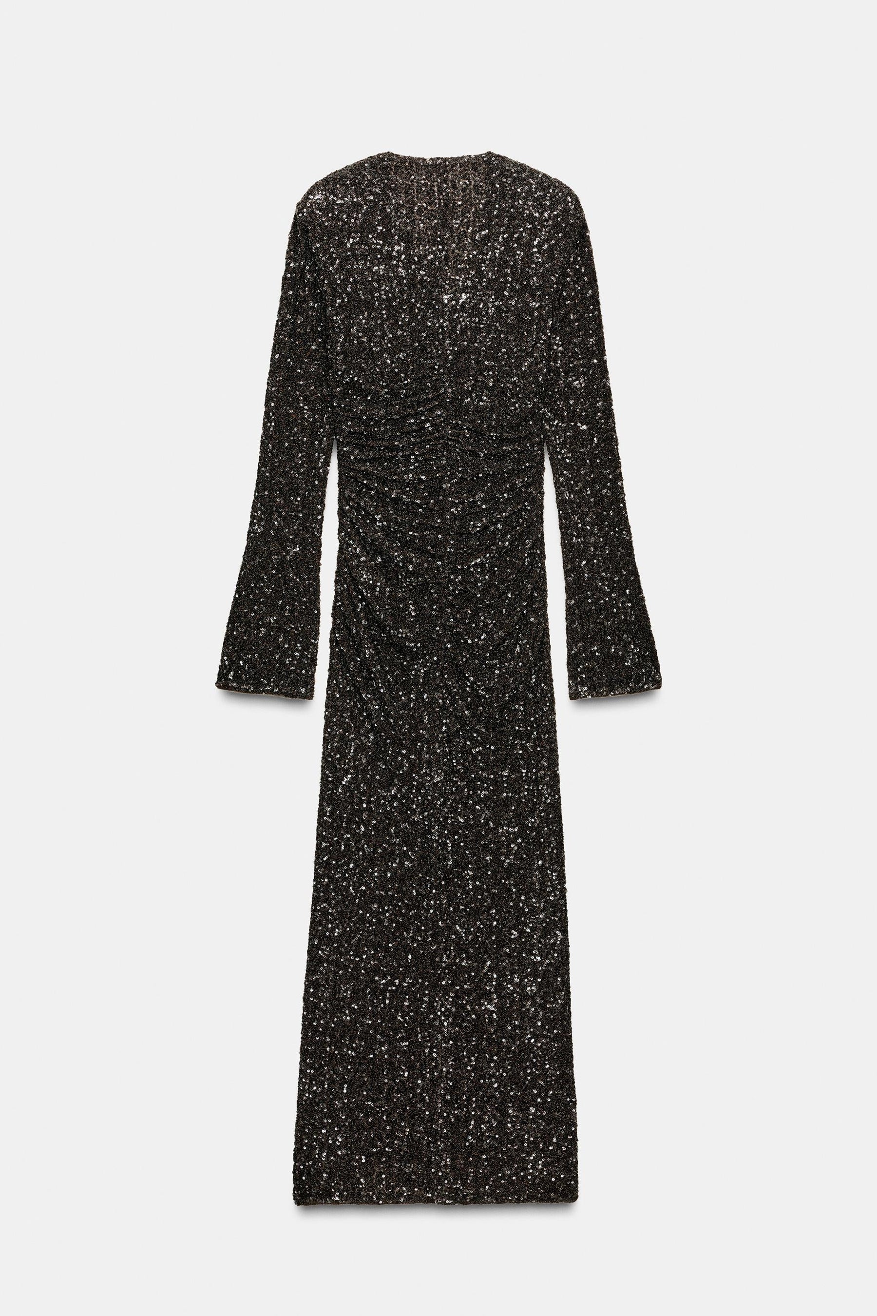 ZW COLLECTION SEQUINNED DRESS WITH SHOULDER PADS - Image 7
