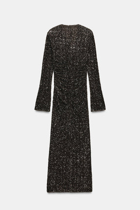 ZW COLLECTION SEQUINNED DRESS WITH SHOULDER PADS - Image 7