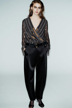 SATIN TROUSERS WITH BELT