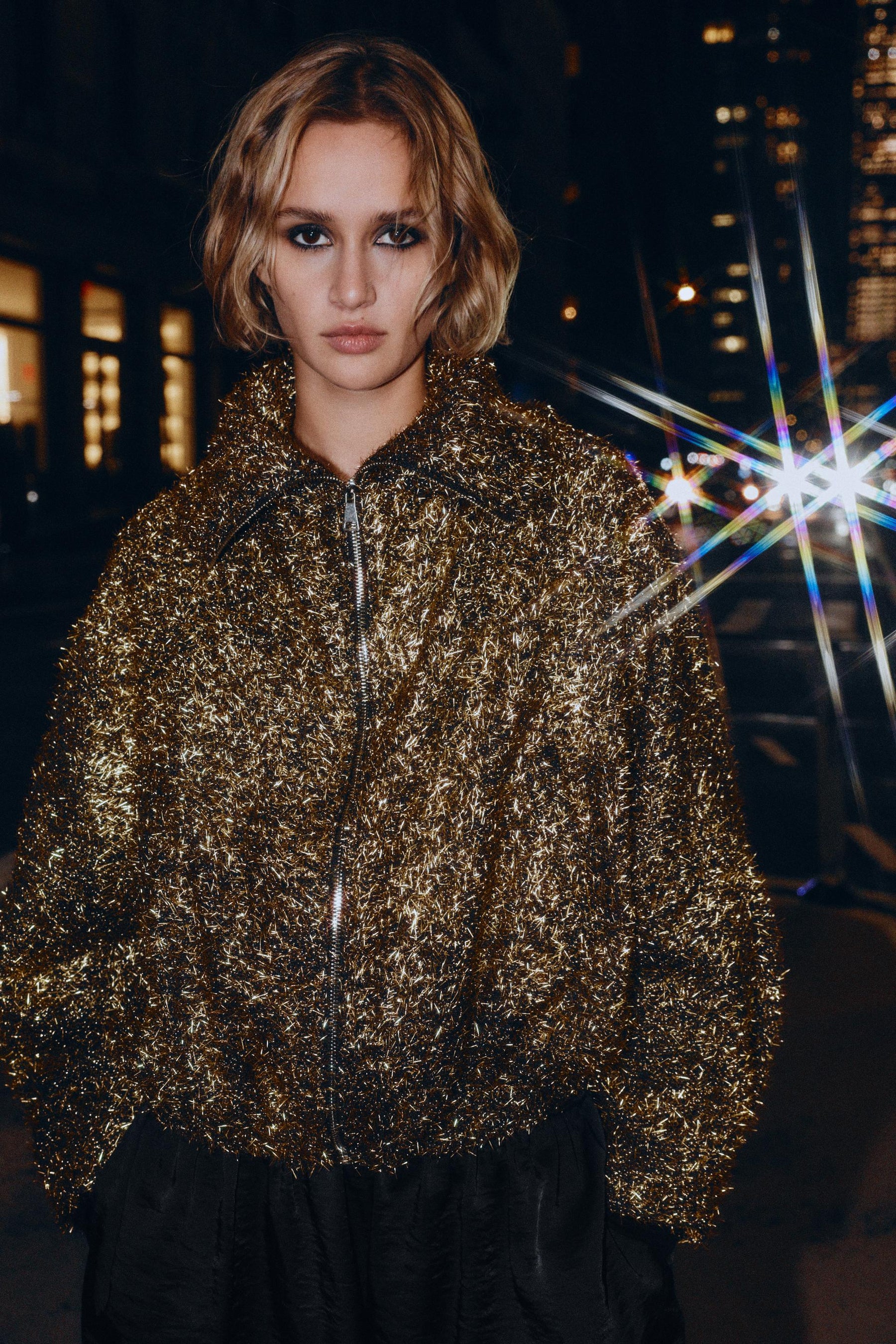 METALLIC THREAD BOMBER JACKET - Image 2