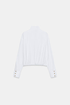 Puffball Hem Poplin Shirt