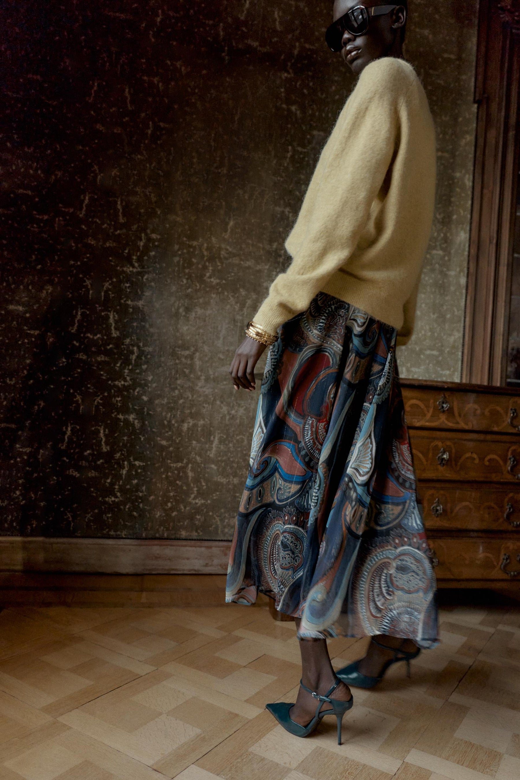PRINTED MIDI SKIRT