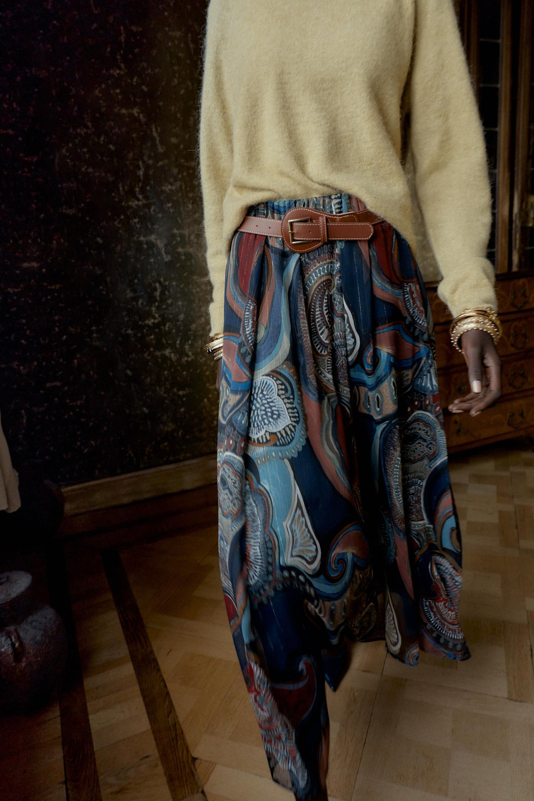 PRINTED MIDI SKIRT