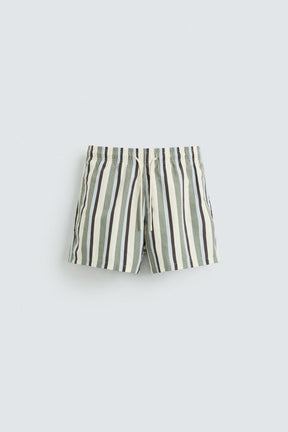 STRIPED MID-LENGTH SWIMMING TRUNKS - Image 1