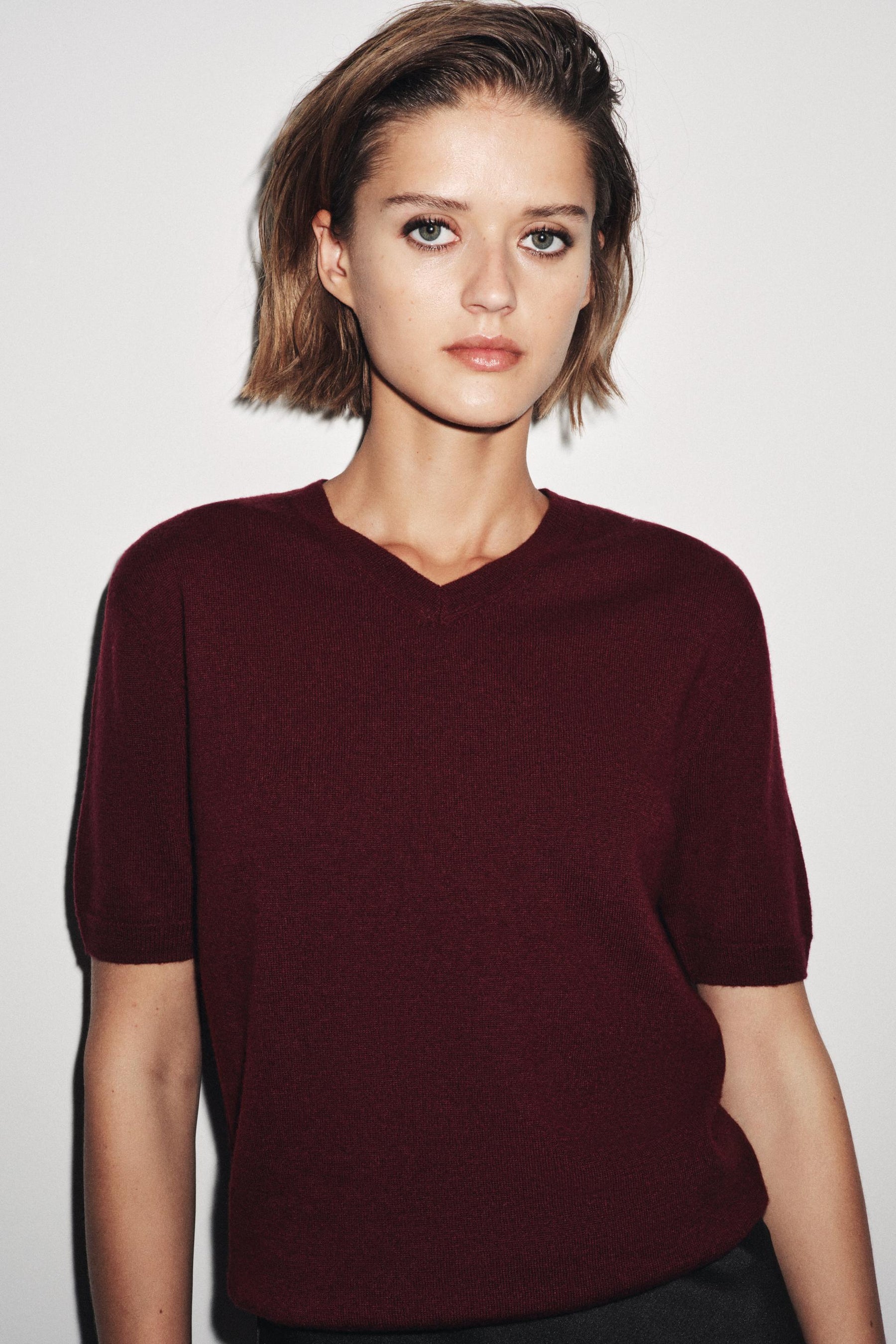 100% WOOL KNIT SHORT SLEEVE JUMPER - Image 2