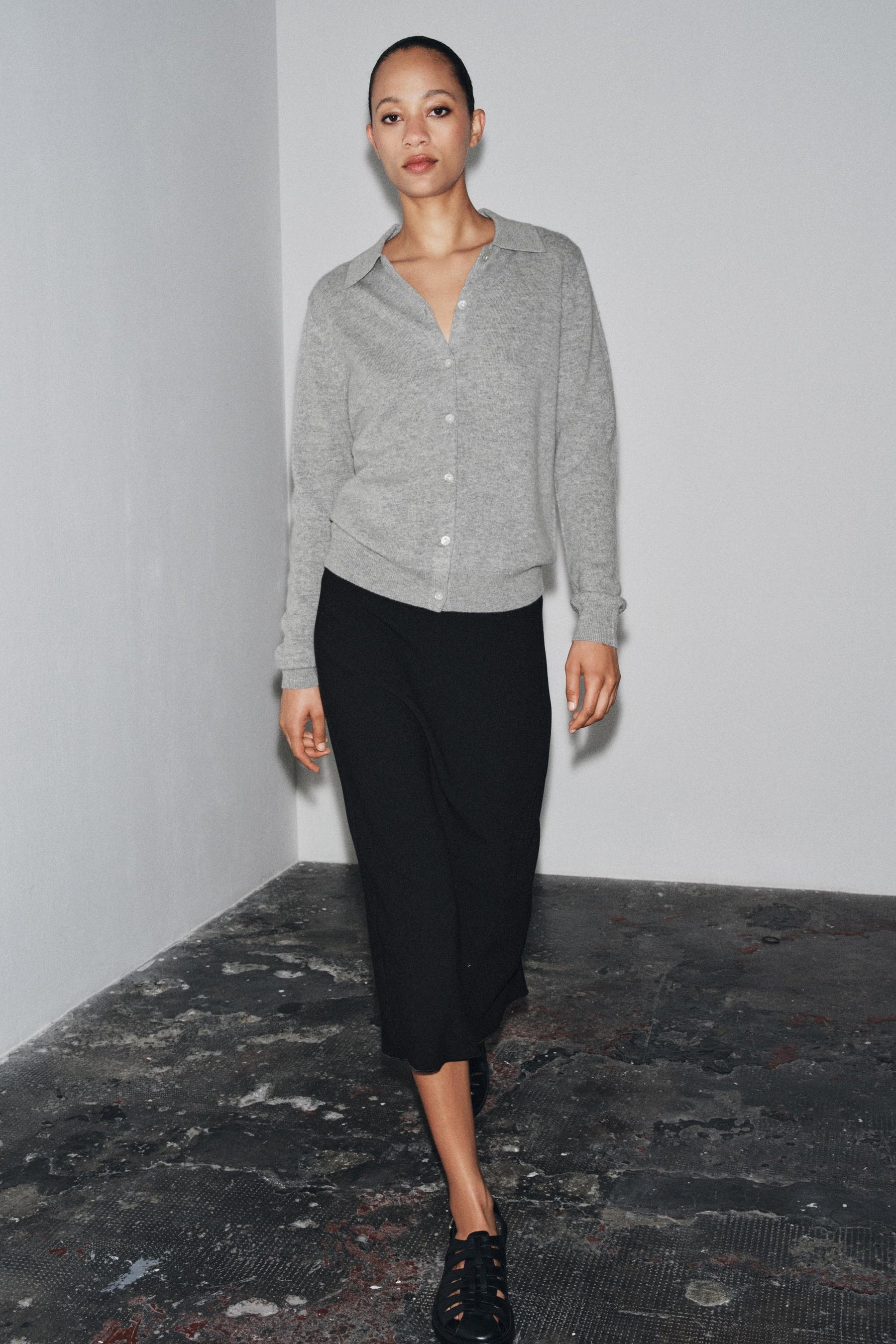 Polo-Cardigan aus Wolle und Kaschmir