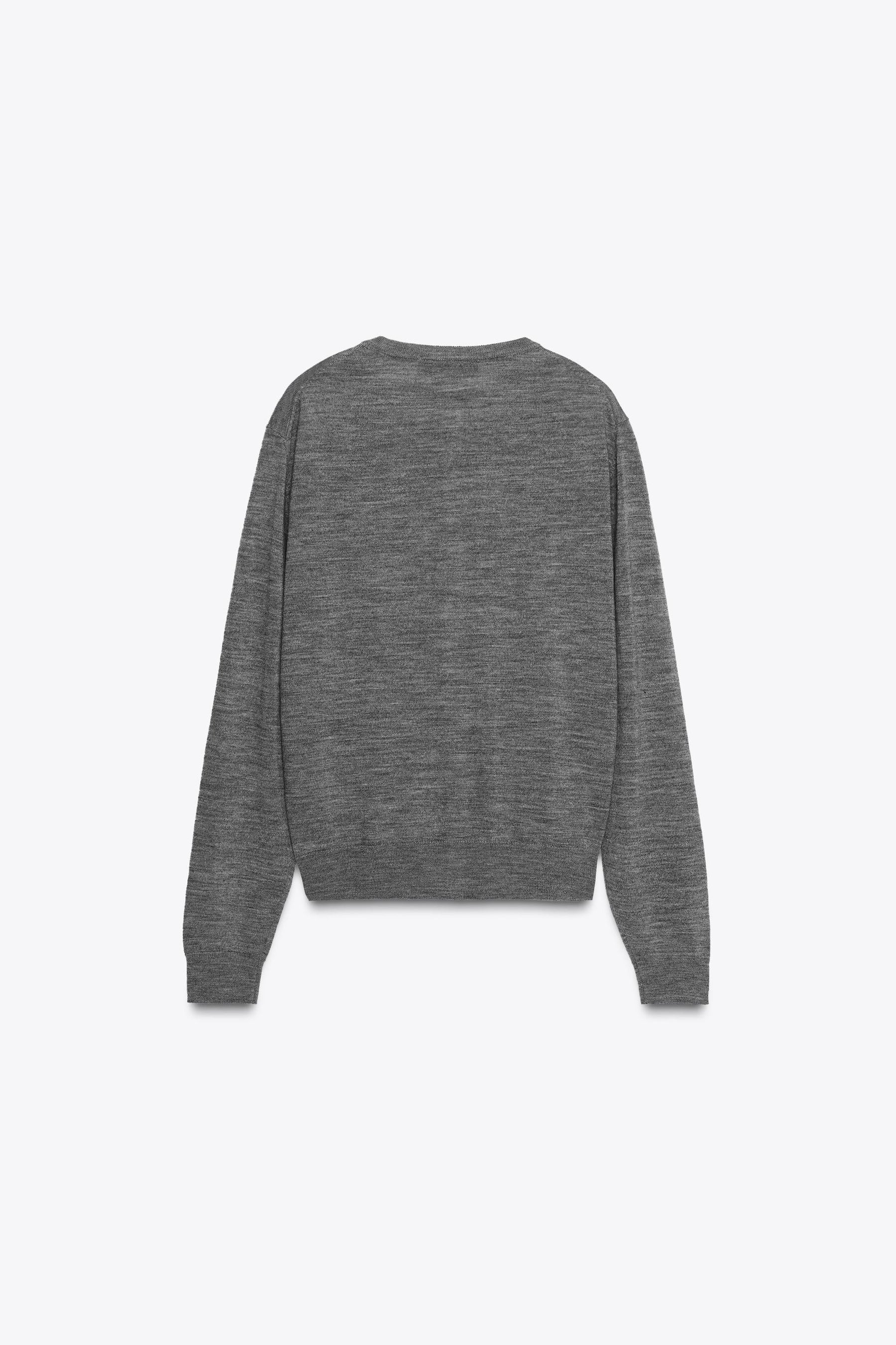 100% WOOL PLAIN KNIT CARDIGAN - Image 5