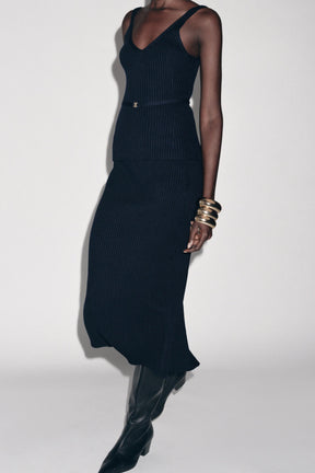Rib Knit Midi Skirt
