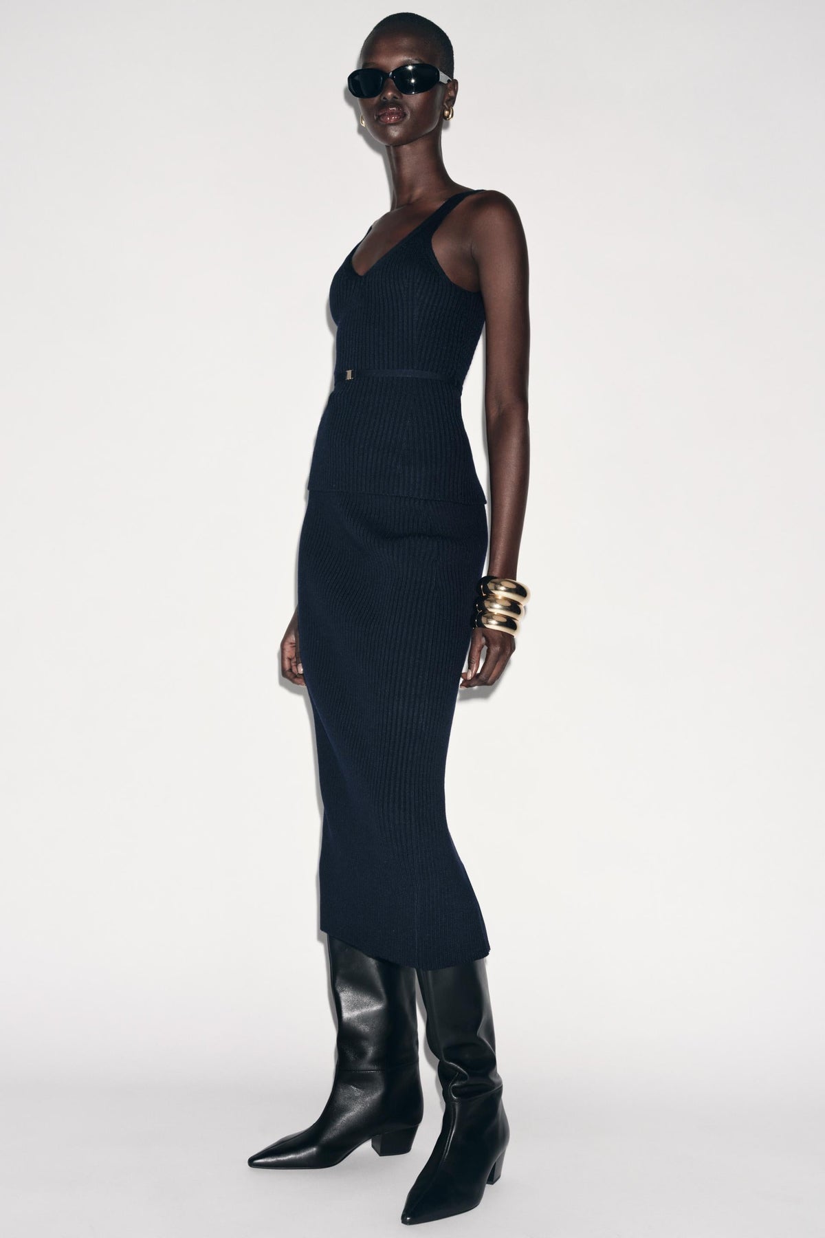 Rib Knit Midi Skirt