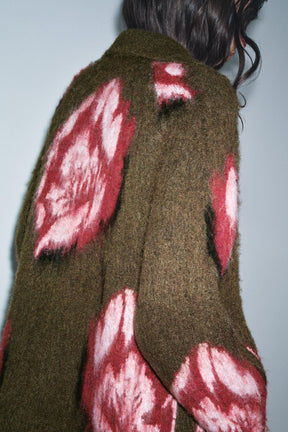 BRUSHED EFFECT JACQUARD KNIT COAT - Image 4