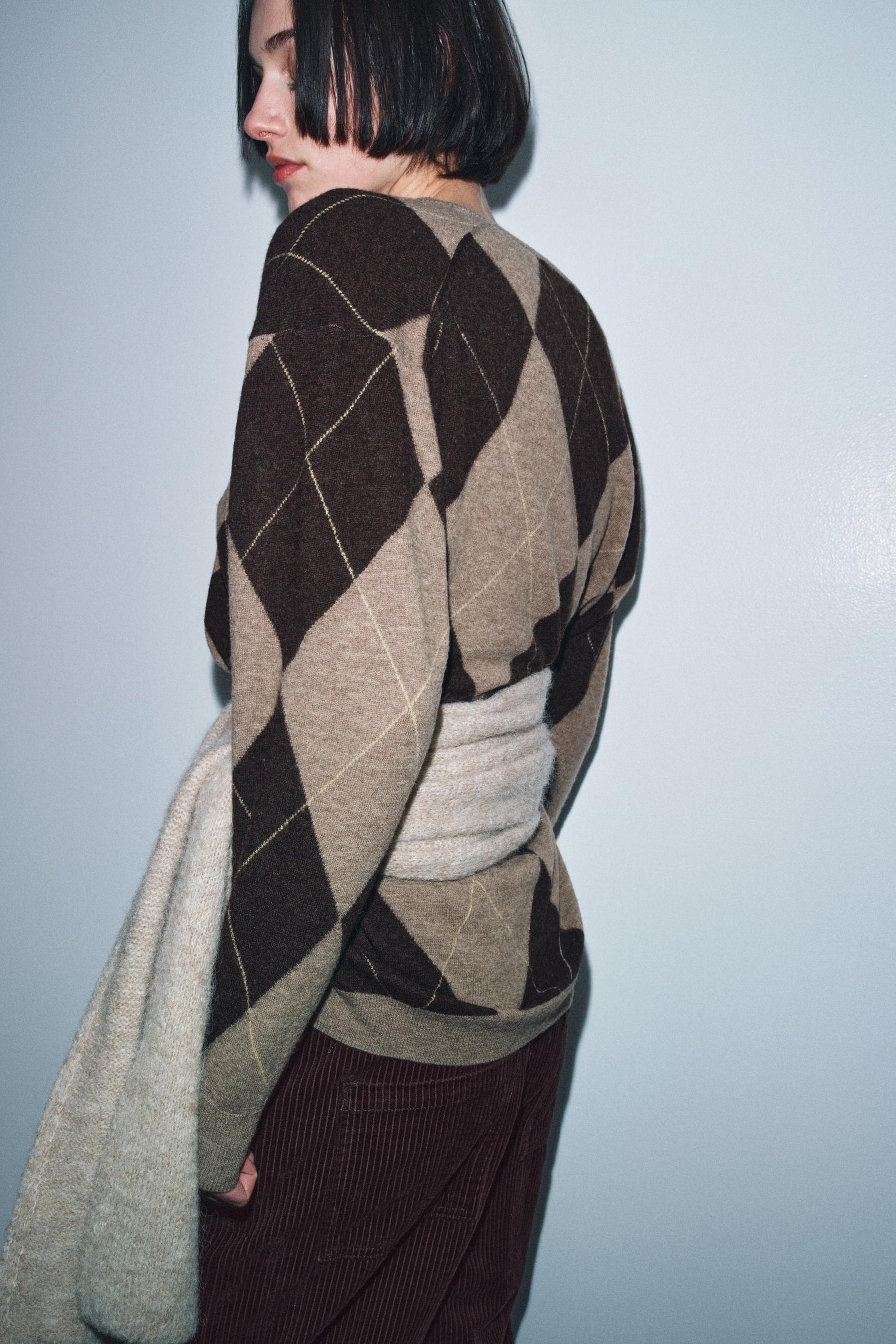 Wollpullover mit Rautenmuster