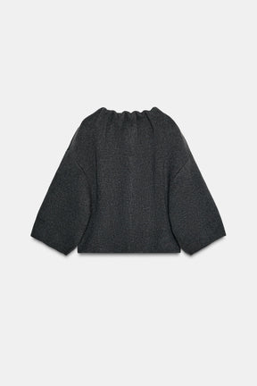 WOOL BLEND BOMBER JACKET WITH RUFFLED NECK - Image 6