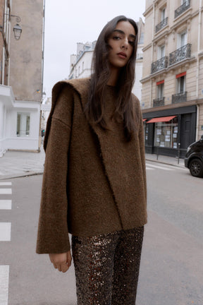 Scarf-Detail Cardigan