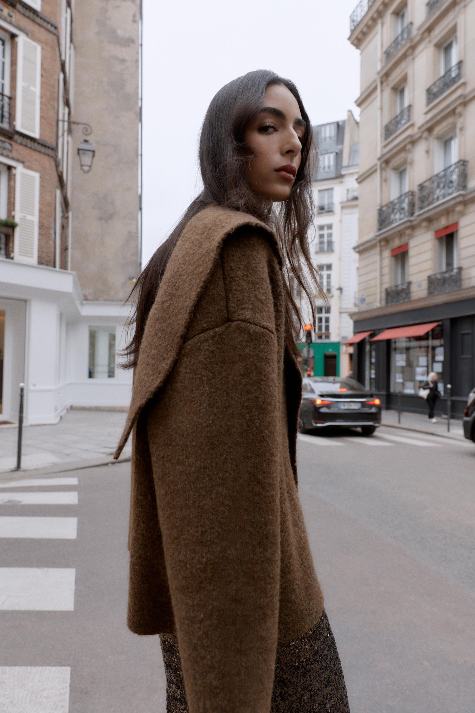 Scarf-Detail Cardigan