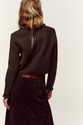 Strickjacke mit eingewebtem Besatz