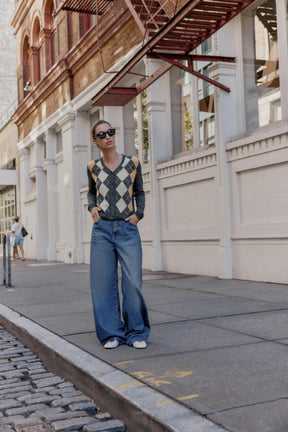 ARGYLE KNIT CARDIGAN - Image 1