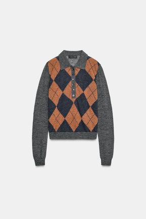Diamond Knit Polo Shirt