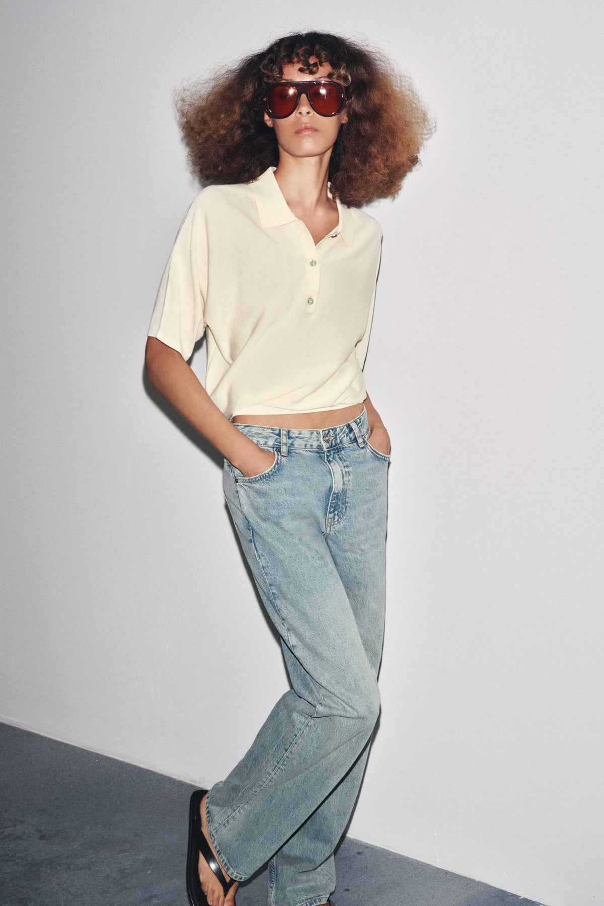 Knit polo shirt