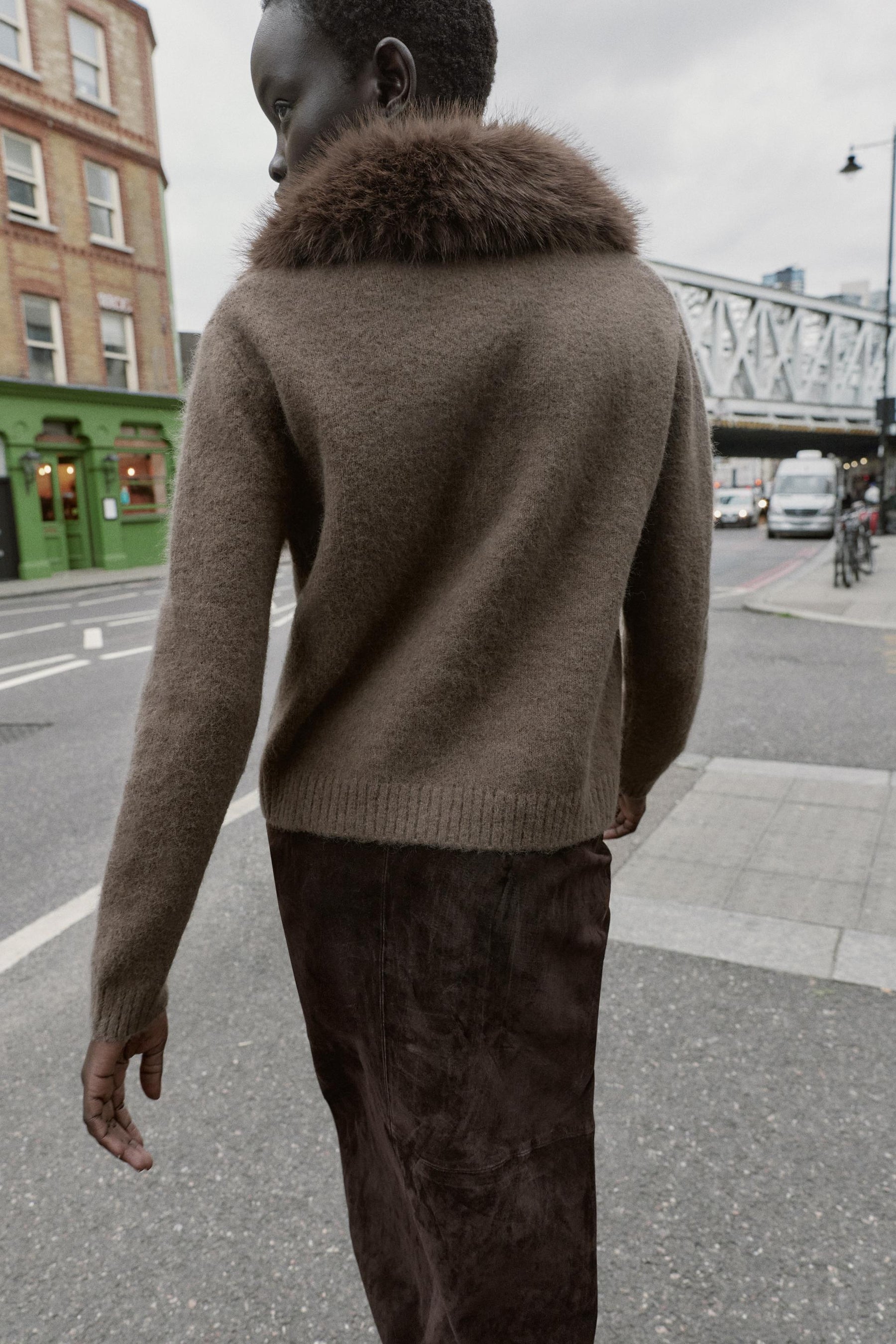 Faux Fur Knit Cardigan